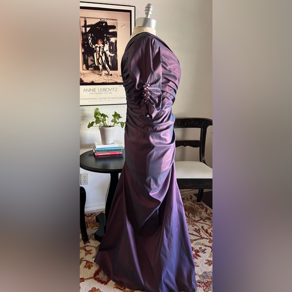 NWT Tadashi Shoji Ruched Beaded Purple Long Maxi Formal MOB Dress ~ Sz 12 - Picture 6 of 16
